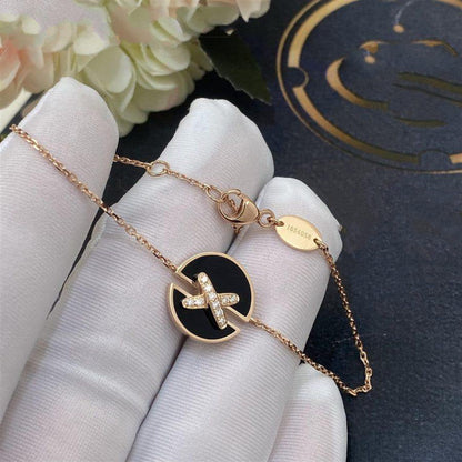 [BLAUE TRÄNEN]JEUX DE ARMBAND ONYX ROSA GOLD DIAMANT