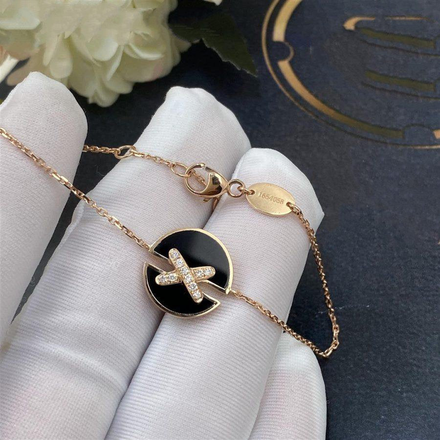 [BLAUE TRÄNEN]JEUX DE ARMBAND ONYX ROSA GOLD DIAMANT