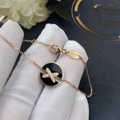 [BLAUE TRÄNEN]JEUX DE ARMBAND ONYX ROSA GOLD DIAMANT