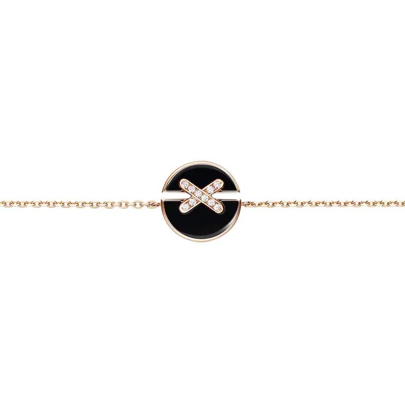 [BLAUE TRÄNEN]JEUX DE ARMBAND ONYX ROSA GOLD DIAMANT