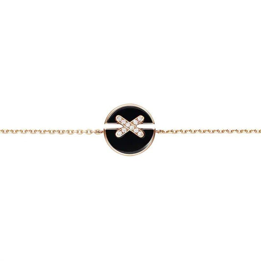 [BLAUE TRÄNEN]JEUX DE ARMBAND ONYX ROSA GOLD DIAMANT
