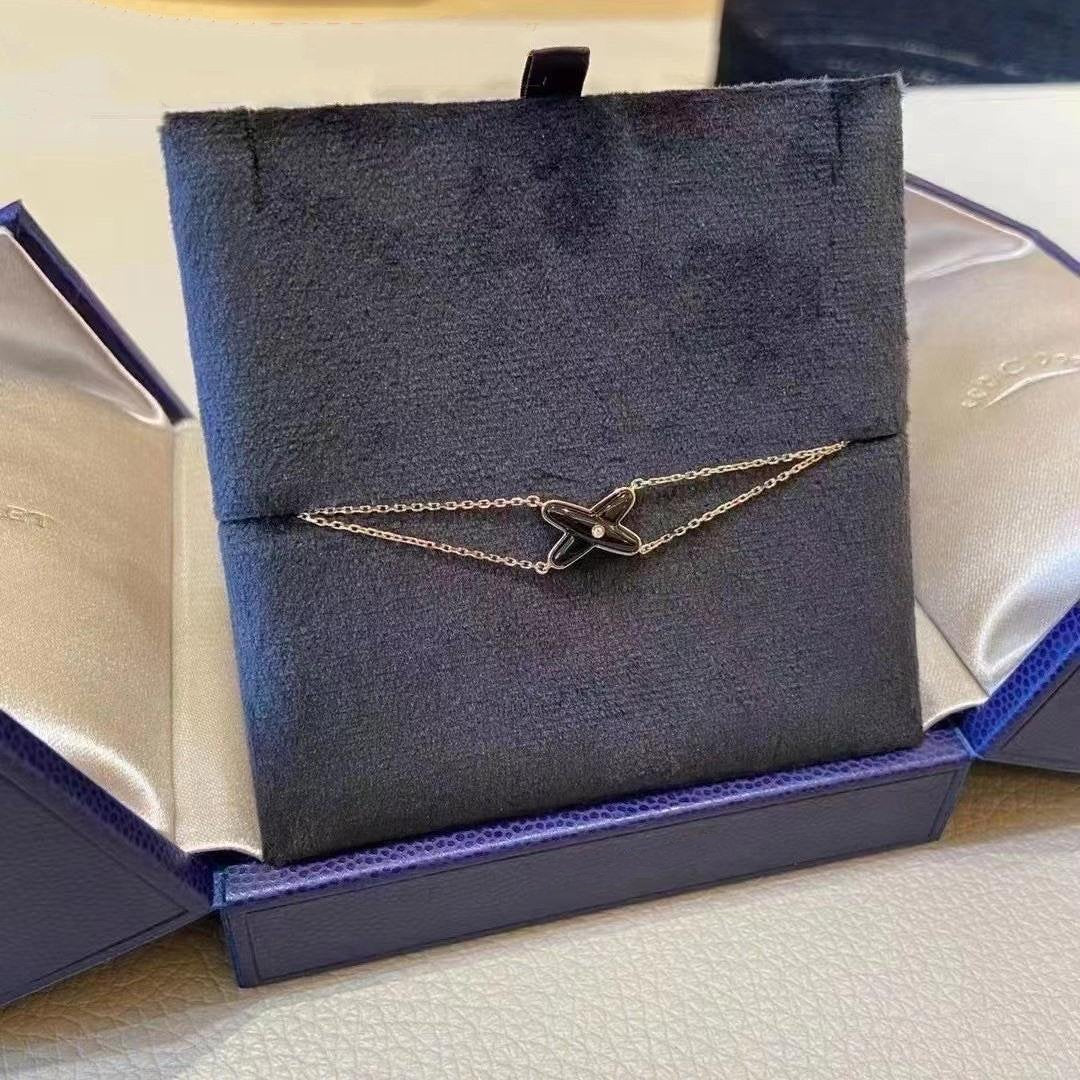 [BLAUE TRÄNEN]JEUX ARMBAND ONYX ROTGOLD 1 DIAMANT