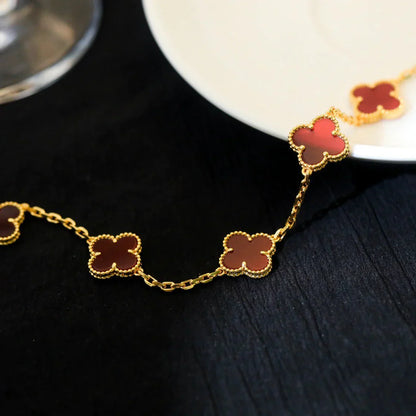 [BLUE TEARS] CLOVER 5 MOTIF RED CORNELIAN BRACELET COLLECTION
