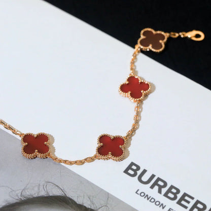 [BLUE TEARS] CLOVER 5 MOTIF RED CORNELIAN BRACELET COLLECTION