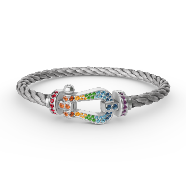 [BLUE TEARS]FORC GROSSES HUFEISENFARBIGES DIAMANTARMBAND SILBER