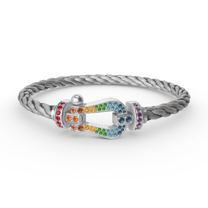 [BLUE TEARS]FORC GROSSES HUFEISENFARBIGES DIAMANTARMBAND SILBER
