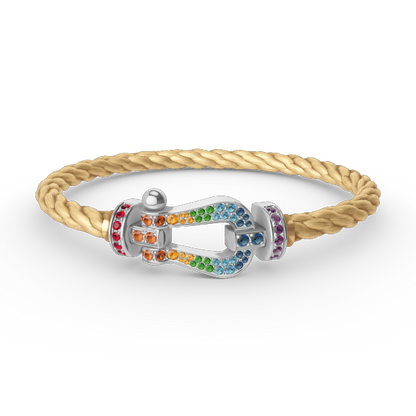 [BLUE TEARS]FORC GROSSES HUFEISENFARBIGES DIAMANTARMBAND SILBER