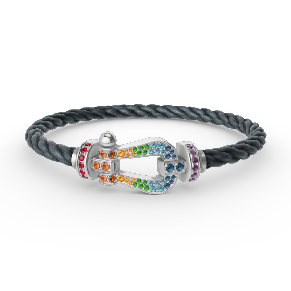 [BLUE TEARS]FORC GROSSES HUFEISENFARBIGES DIAMANTARMBAND SILBER