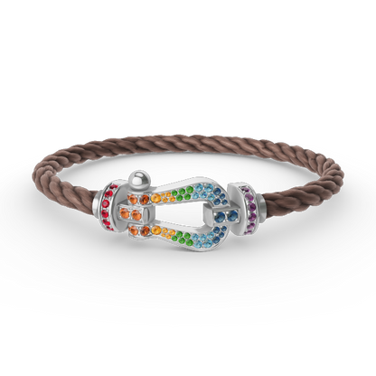 [BLUE TEARS]FORC GROSSES HUFEISENFARBIGES DIAMANTARMBAND SILBER