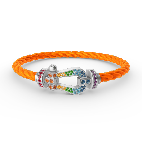 [BLUE TEARS]FORC GROSSES HUFEISENFARBIGES DIAMANTARMBAND SILBER