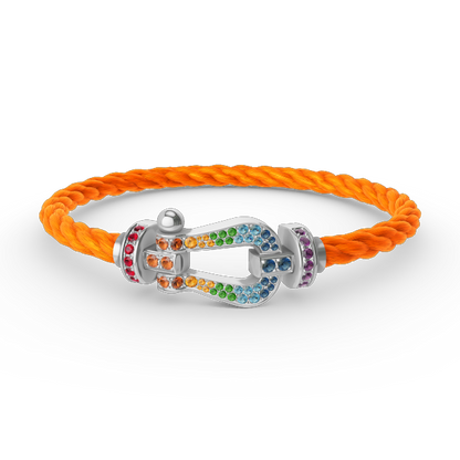 [BLUE TEARS]FORC GROSSES HUFEISENFARBIGES DIAMANTARMBAND SILBER