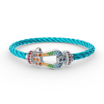 [BLUE TEARS]FORC GROSSES HUFEISENFARBIGES DIAMANTARMBAND SILBER