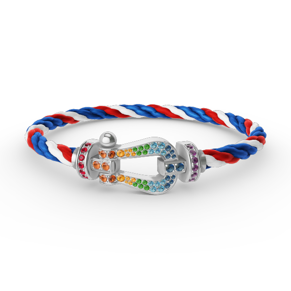 [BLUE TEARS]FORC GROSSES HUFEISENFARBIGES DIAMANTARMBAND SILBER