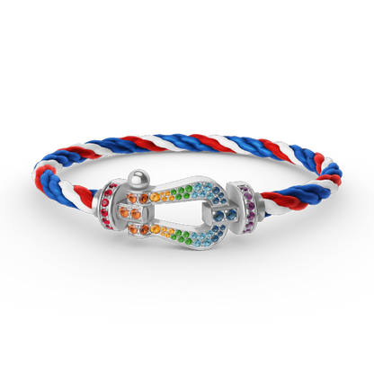 [BLUE TEARS]FORC GROSSES HUFEISENFARBIGES DIAMANTARMBAND SILBER