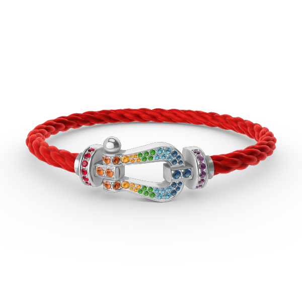 [BLUE TEARS]FORC GROSSES HUFEISENFARBIGES DIAMANTARMBAND SILBER