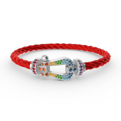 [BLUE TEARS]FORC GROSSES HUFEISENFARBIGES DIAMANTARMBAND SILBER