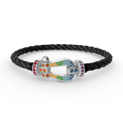 [BLUE TEARS]FORC GROSSES HUFEISENFARBIGES DIAMANTARMBAND SILBER