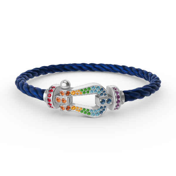 [BLUE TEARS]FORC GROSSES HUFEISENFARBIGES DIAMANTARMBAND SILBER