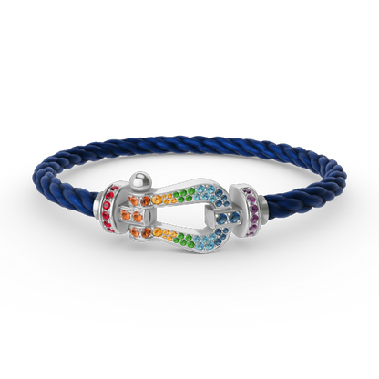 [BLUE TEARS]FORC GROSSES HUFEISENFARBIGES DIAMANTARMBAND SILBER