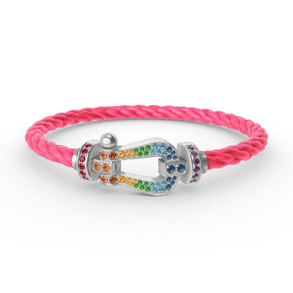 [BLUE TEARS]FORC GROSSES HUFEISENFARBIGES DIAMANTARMBAND SILBER