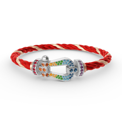 [BLUE TEARS]FORC GROSSES HUFEISENFARBIGES DIAMANTARMBAND SILBER