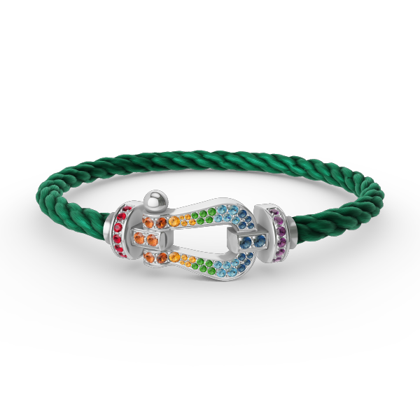 [BLUE TEARS]FORC GROSSES HUFEISENFARBIGES DIAMANTARMBAND SILBER
