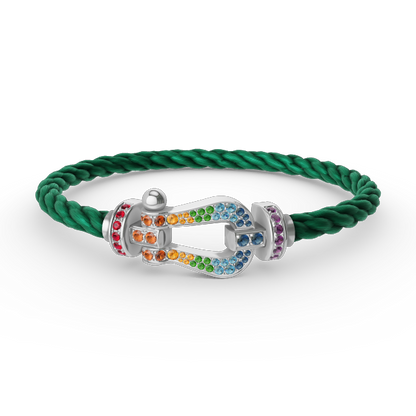 [BLUE TEARS]FORC GROSSES HUFEISENFARBIGES DIAMANTARMBAND SILBER