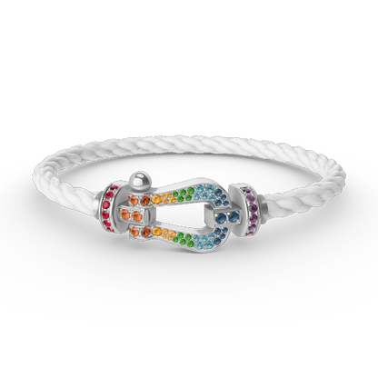 [BLUE TEARS]FORC GROSSES HUFEISENFARBIGES DIAMANTARMBAND SILBER