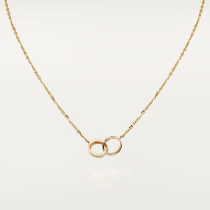 [Blue Tears Jewelry]LOVE DOUBLE RING HALF DIAMOND NECKLACE