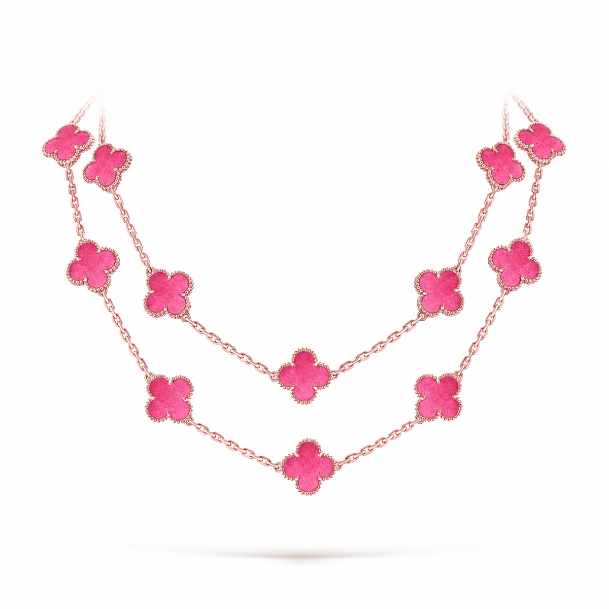 [Blue Tears Jewelry] NEW CLOVER 20 MOTIFS PINK ENAMEL NECKLACE