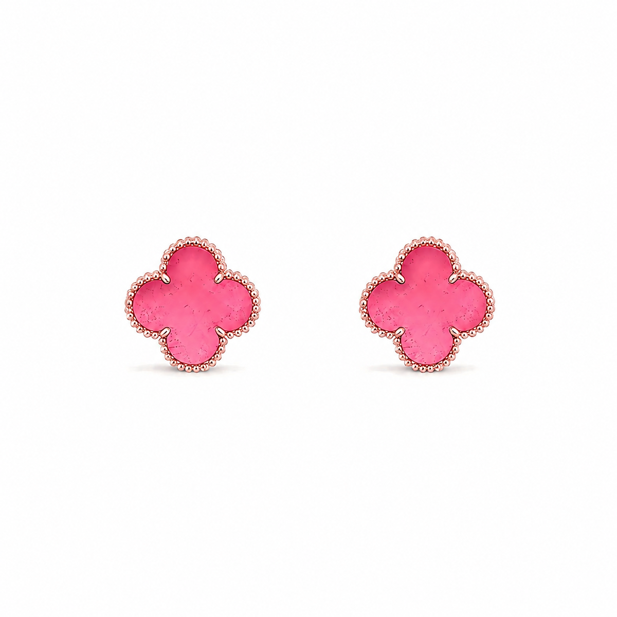 [Blue Tears Jewelry]NEW CLOVER 15MM PINK ENAMEL STUD EARRINGS