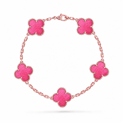 [Blue Tears Jewelry]NEW CLOVER 5 MOTIFS PINK ENAMEL BRACELET