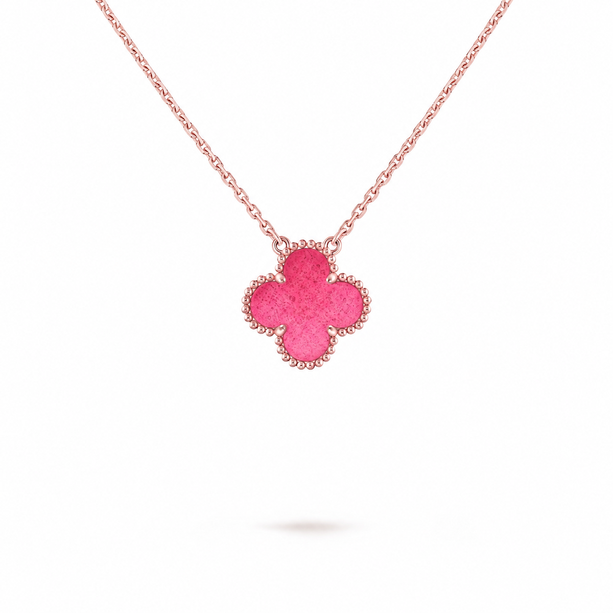 [Blue Tears Jewelry] NEW CLOVER 15MM PINK ENAMEL NECKLACE