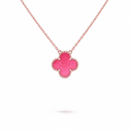 [Blue Tears Jewelry] NEW CLOVER 15MM PINK ENAMEL NECKLACE