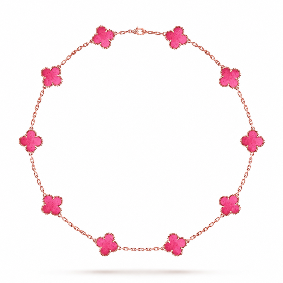 [Blue Tears Jewelry]NEW CLOVER 10 MOTIFS PINK ENAMEL NECKLACE
