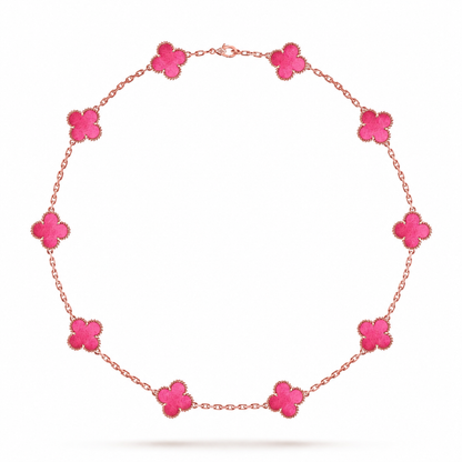 [Blue Tears Jewelry]NEW CLOVER 10 MOTIFS PINK ENAMEL NECKLACE