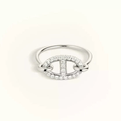 [BLUE TEARS]Runder kleiner silberner Diamantring