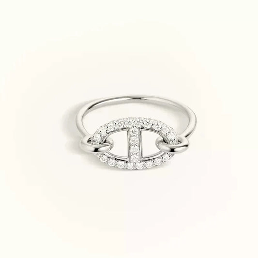 [BLUE TEARS]Runder kleiner silberner Diamantring