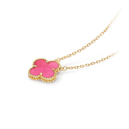 [Blue Tears Jewelry] NEW CLOVER 15MM PINK ENAMEL NECKLACE