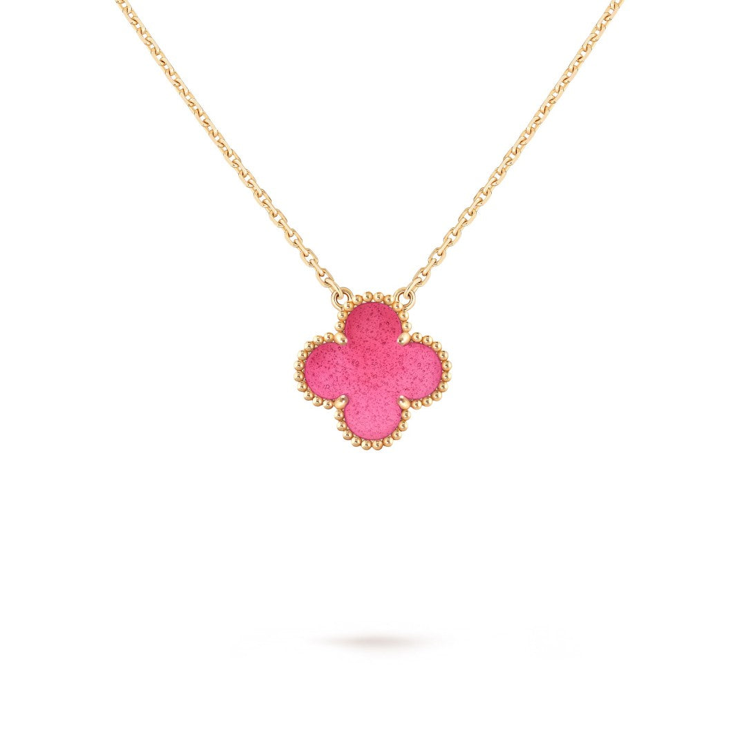 [Blue Tears Jewelry] NEW CLOVER 15MM PINK ENAMEL NECKLACE