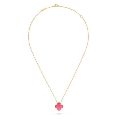 [Blue Tears Jewelry] NEW CLOVER 15MM PINK ENAMEL NECKLACE