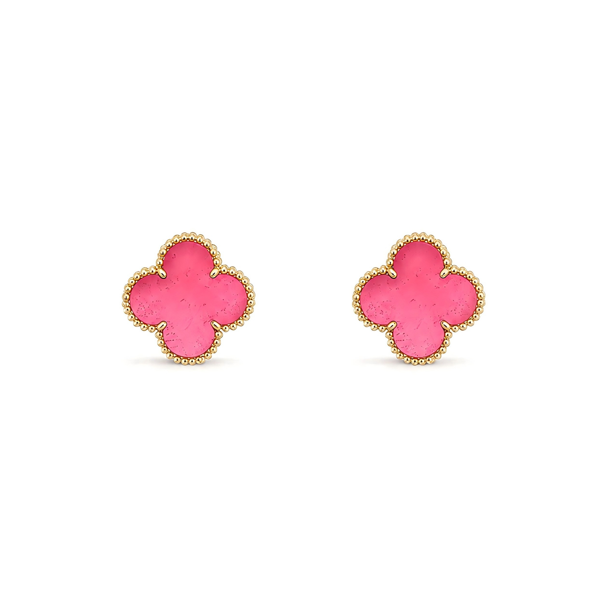 [Blue Tears Jewelry]NEW CLOVER 15MM PINK ENAMEL STUD EARRINGS