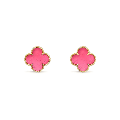 [Blue Tears Jewelry]NEW CLOVER 15MM PINK ENAMEL STUD EARRINGS