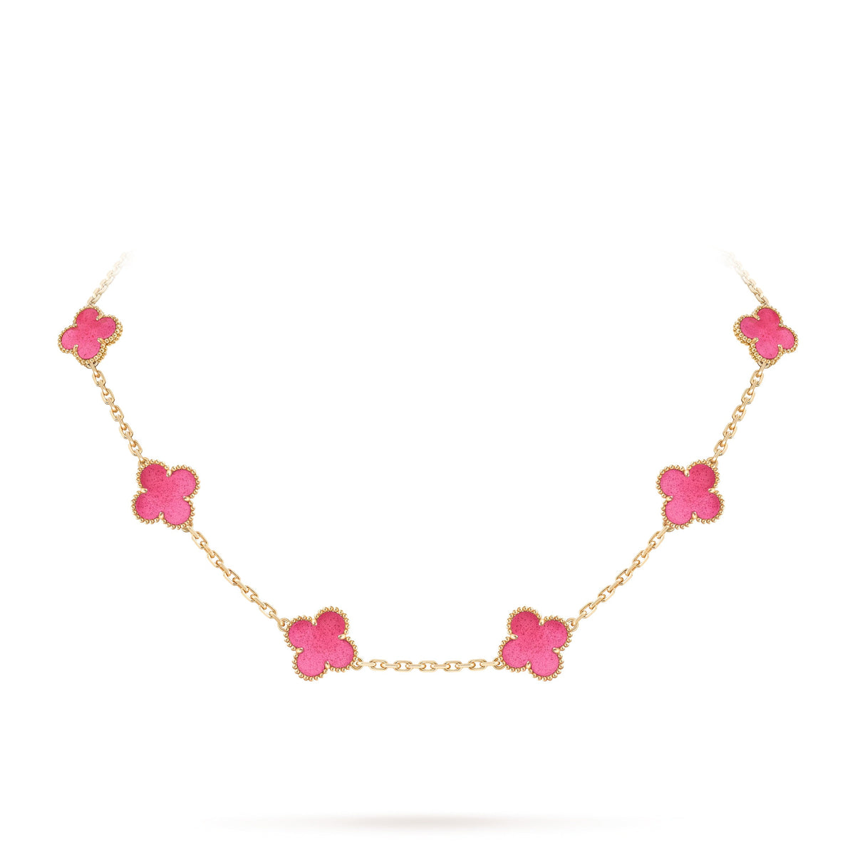 [Blue Tears Jewelry]NEW CLOVER 10 MOTIFS PINK ENAMEL NECKLACE