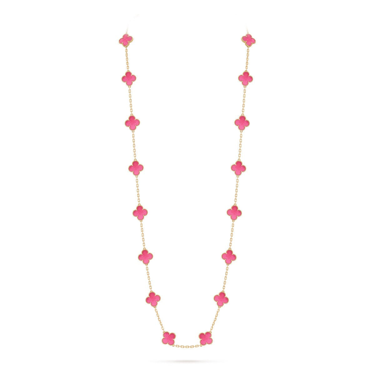 [Blue Tears Jewelry] NEW CLOVER 20 MOTIFS PINK ENAMEL NECKLACE