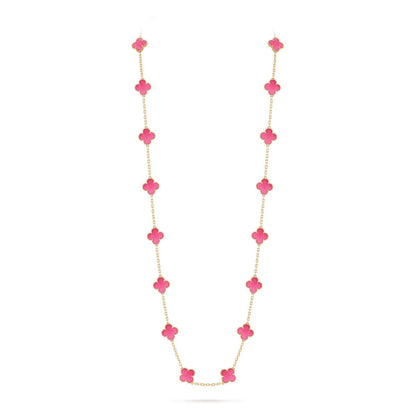 [Blue Tears Jewelry] NEW CLOVER 20 MOTIFS PINK ENAMEL NECKLACE