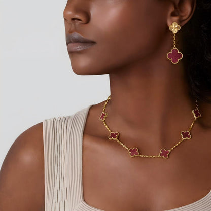 [Blue Tears Jewelry]NEW CLOVER 10 MOTIFS PINK ENAMEL NECKLACE