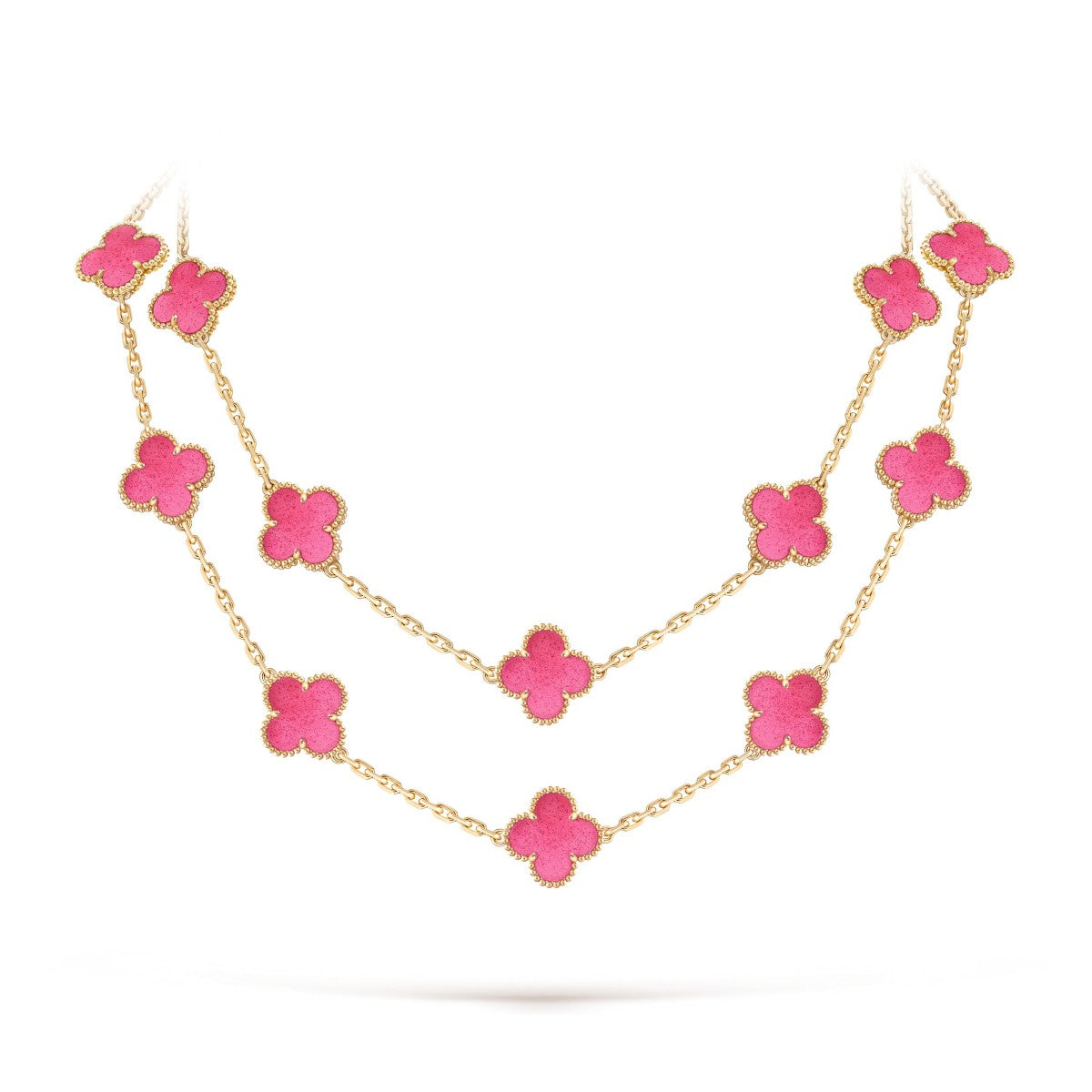 [Blue Tears Jewelry] NEW CLOVER 20 MOTIFS PINK ENAMEL NECKLACE
