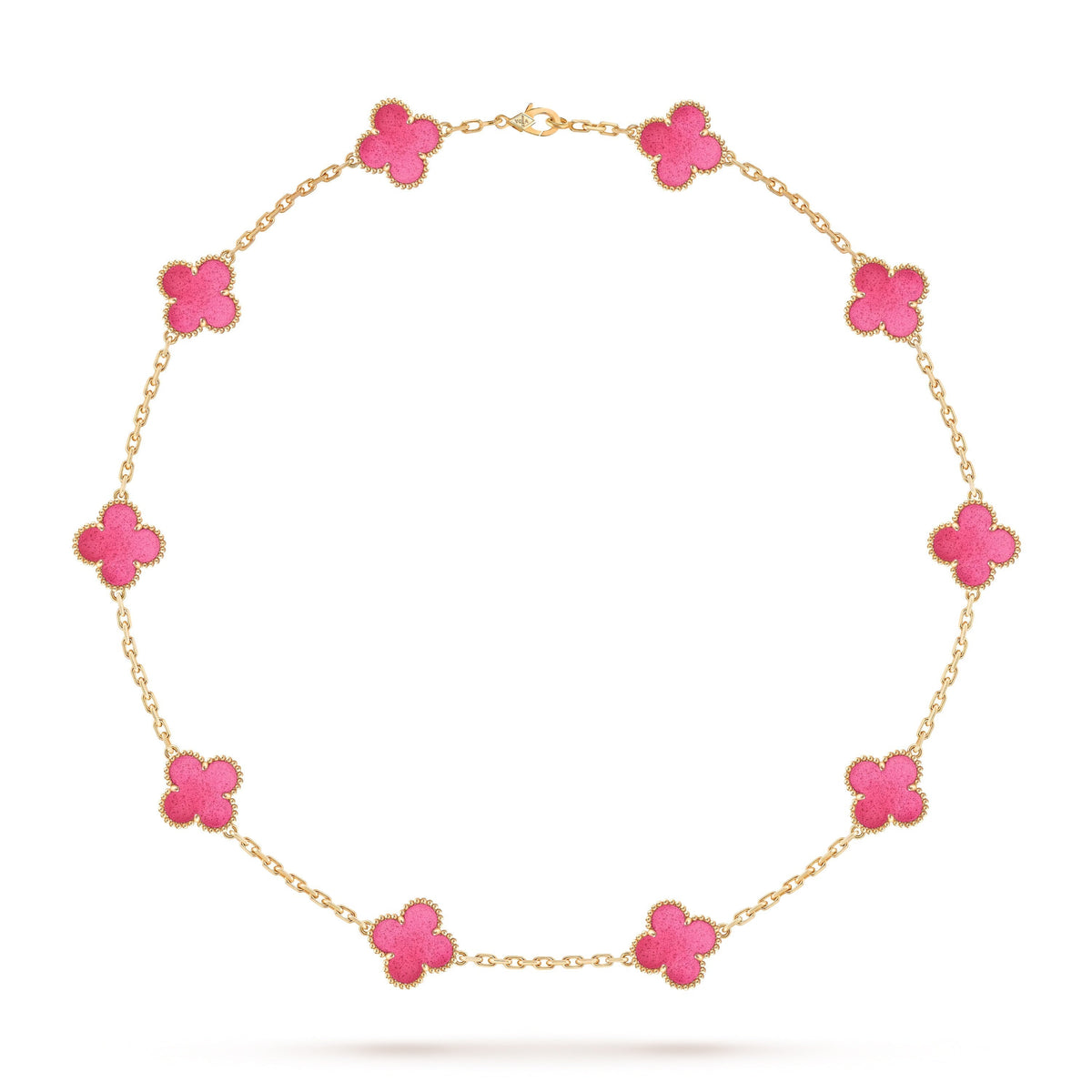 [Blue Tears Jewelry]NEW CLOVER 10 MOTIFS PINK ENAMEL NECKLACE