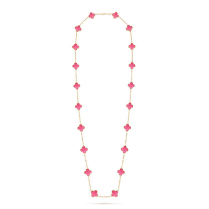 [Blue Tears Jewelry] NEW CLOVER 20 MOTIFS PINK ENAMEL NECKLACE